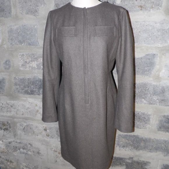 Jill Sander for Uniqlo zip front wool slim fit long sleeve dress brown - Picture 2 of 7